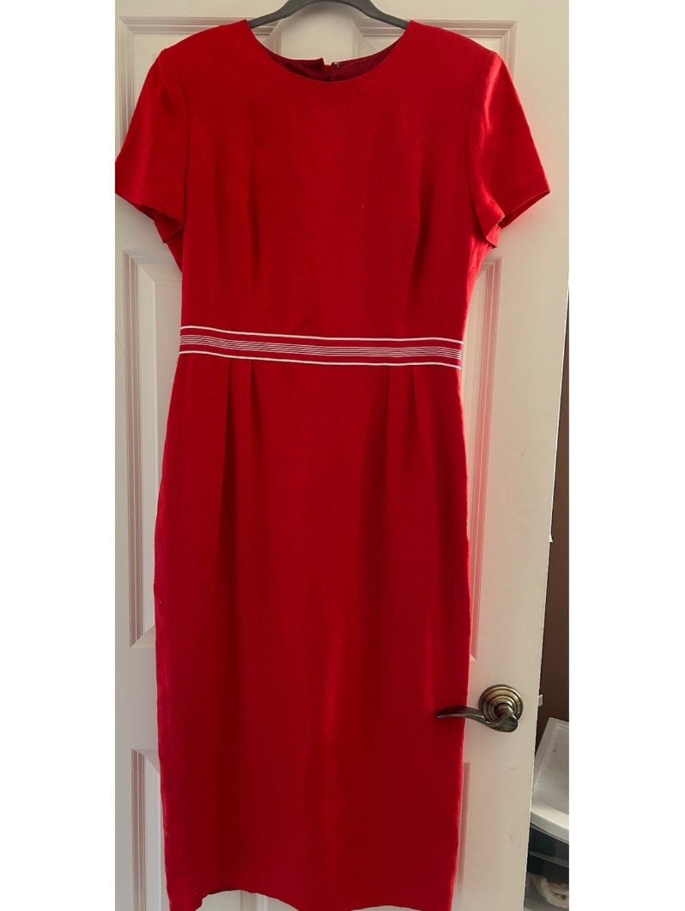 Vintage Donna Morgan Red Linen Bow Detail Dress